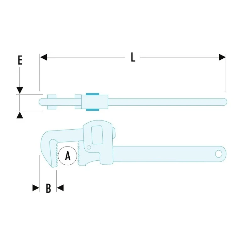 Facom Pipe Wrench Metal Handle Chrome Steel 27 mm Jaw Capacity 200mm Overall Length 131A.8