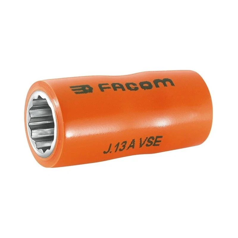 Facom 3/8 in Drive 12 mm 12 Point Square Insulated Socket VDE/1000V Approved 46mm J.12AVSE