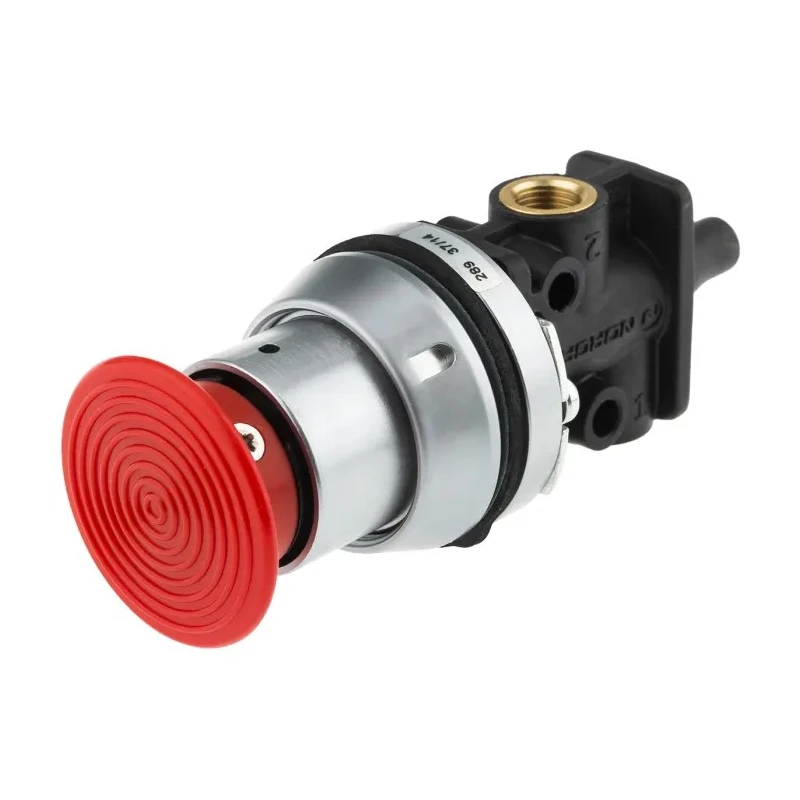 Norgren Push Button Pneumatic Manual Control Valve 03 Series, G 1/8 Port, 3/2 Valve Function, Polyamide Body, Red 03036602
