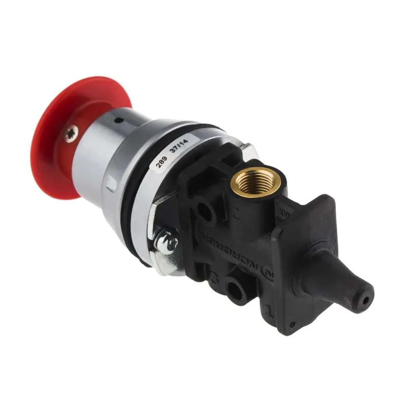 Norgren Push Button Pneumatic Manual Control Valve 03 Series, G 1/8 Port, 3/2 Valve Function, Polyamide Body, Red 03036602