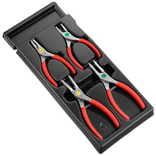 Facom 4-Piece Circlip Plier Set, 175mm Overall Length, ESD Safe, Steel, Comfort Grip Handles MOD.PCSN