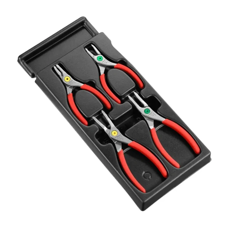 Facom 4-Piece Circlip Plier Set, 175mm Overall Length, ESD Safe, Steel, Comfort Grip Handles MOD.PCSN