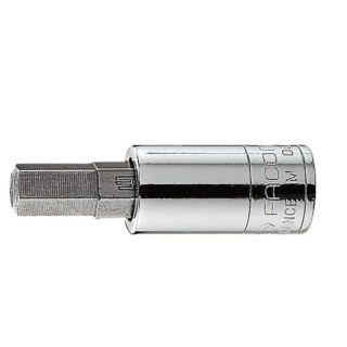 Facom 1/4 in Drive 3 mm Bit Square Socket, Bright Chrome with Phosphate Finish, 37mm Overall Length RT.3