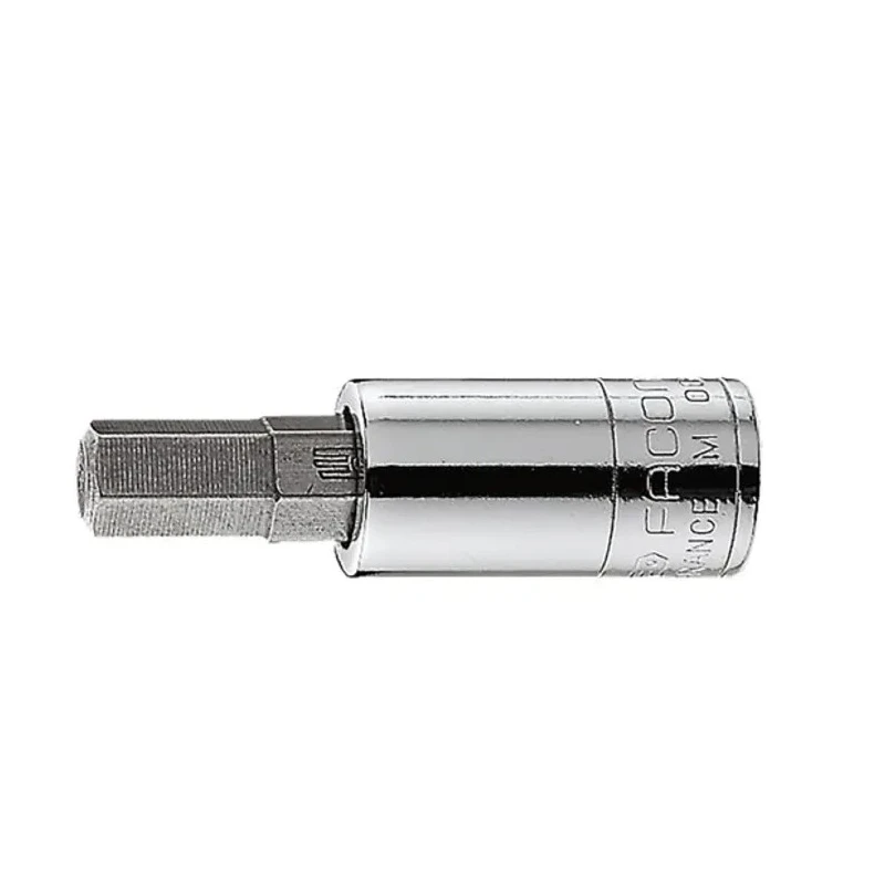 Facom 1/4 in Drive 3 mm Bit Square Socket, Bright Chrome with Phosphate Finish, 37mm Overall Length RT.3