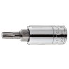 Facom 1/4 in Drive 6.6 mm Torx Square Socket, Bright Chrome with Phosphate Finish, 37mm Overall Length RX.40