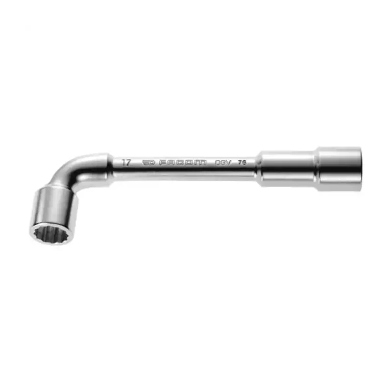 Facom Tubular Box Spanner Angle Box Wrench 36mm, 370mm Overall Length, Polished Chrome Handle 76.36