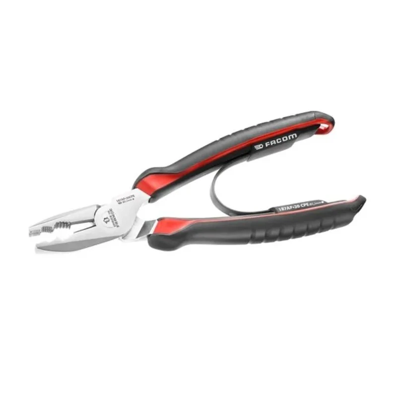 Facom Combination Plier, Serrated Flat and Oval Pipe, Nail & Screw Gripping Channel, Cable Gripping Surface 187AP.20CPE