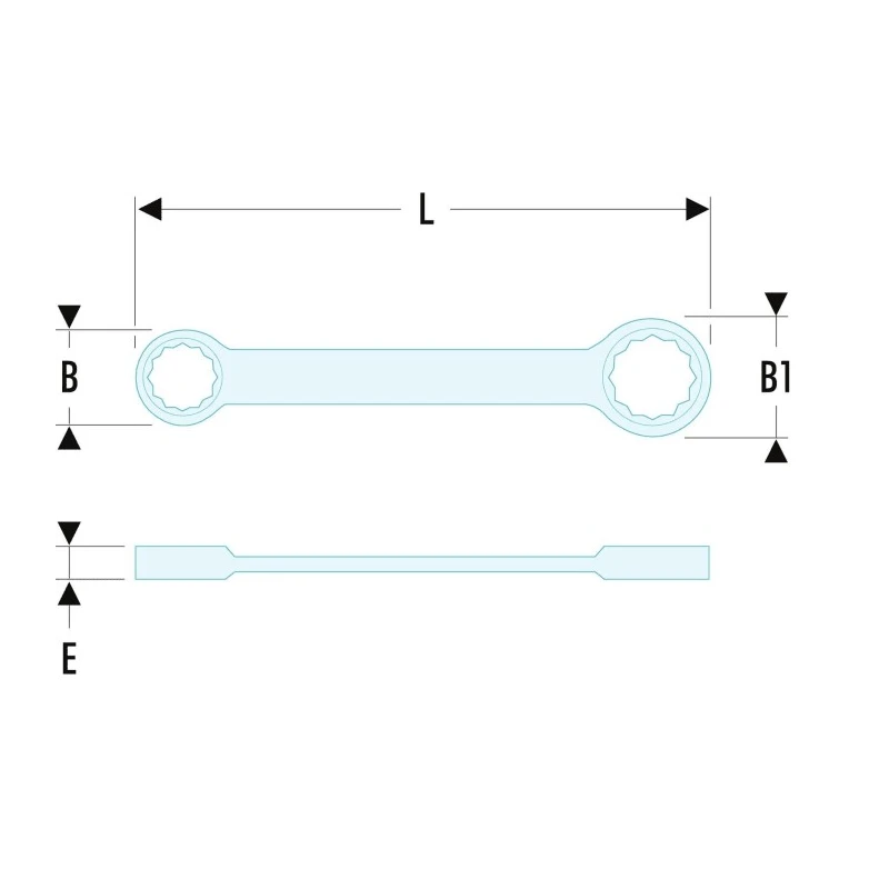 Facom Ring Spanner Offset Head Chrome Finish 14 x 15 mm, 185mm Overall 59.14X15