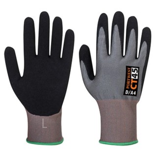 Portwest Grey Polyester Cut Resistant Gloves Size 6 with Nitrile Foam Coating CT45G8RXS