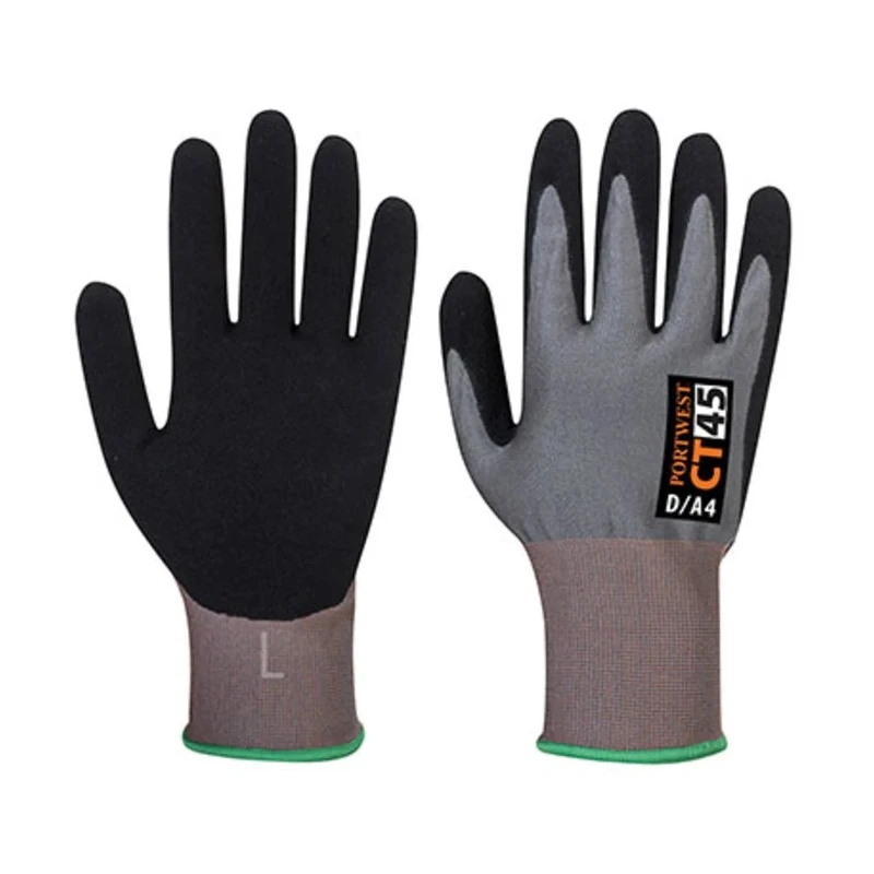 Portwest Grey Polyester Cut Resistant Gloves Size 6 with Nitrile Foam Coating CT45G8RXS