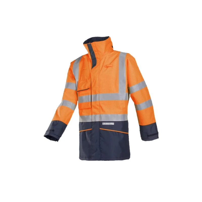 Sioen Hedland Orange, Navy Unisex Hi Vis Jacket Flame Retardant Water Resistant Anti-Static S101-7223-S