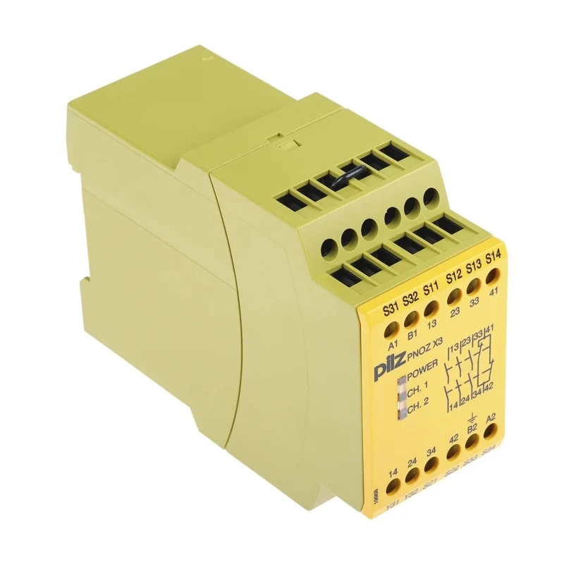 Pilz Safety Relay, 3 Safety Contacts, 1 Auxiliary Contact, DIN Rail Mount, 110V AC/DC and 24V AC/DC Coil Voltage 774314