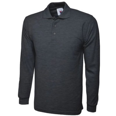 Uneek Polyester, Cotton Charcoal Long Sleeve Polo Shirt Size 3XL UC113