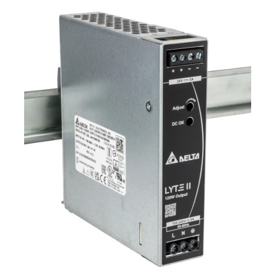 Delta Electronics DRL Switched Mode DIN Rail Power Supply 90-264V AC Input 24V DC, 5 A Output, 120 W DRL-24V120W1EN