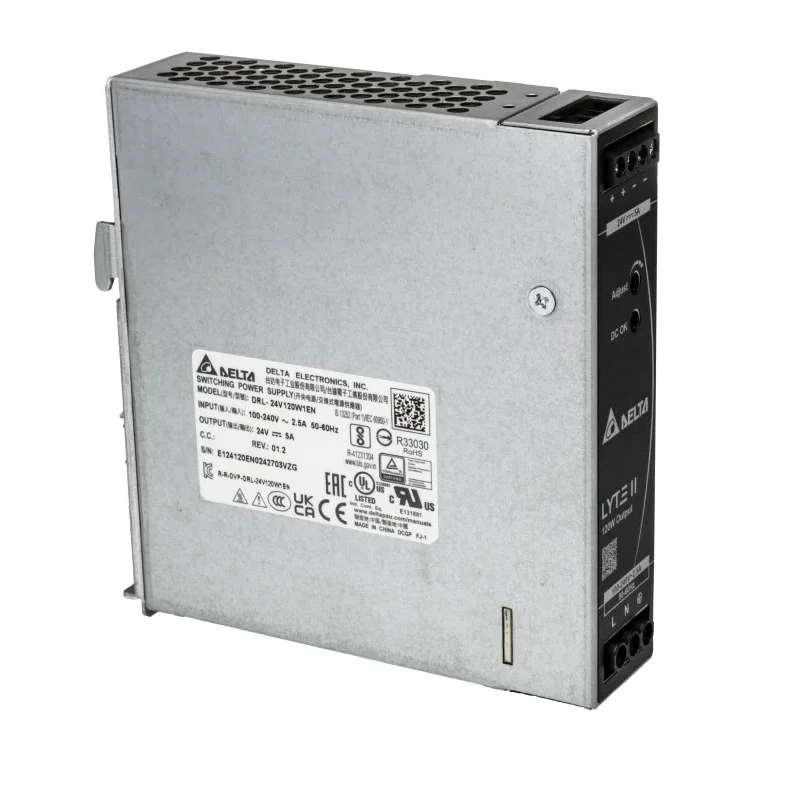 Delta Electronics DRL Switched Mode DIN Rail Power Supply 90-264V AC Input 24V DC, 5 A Output, 120 W DRL-24V120W1EN