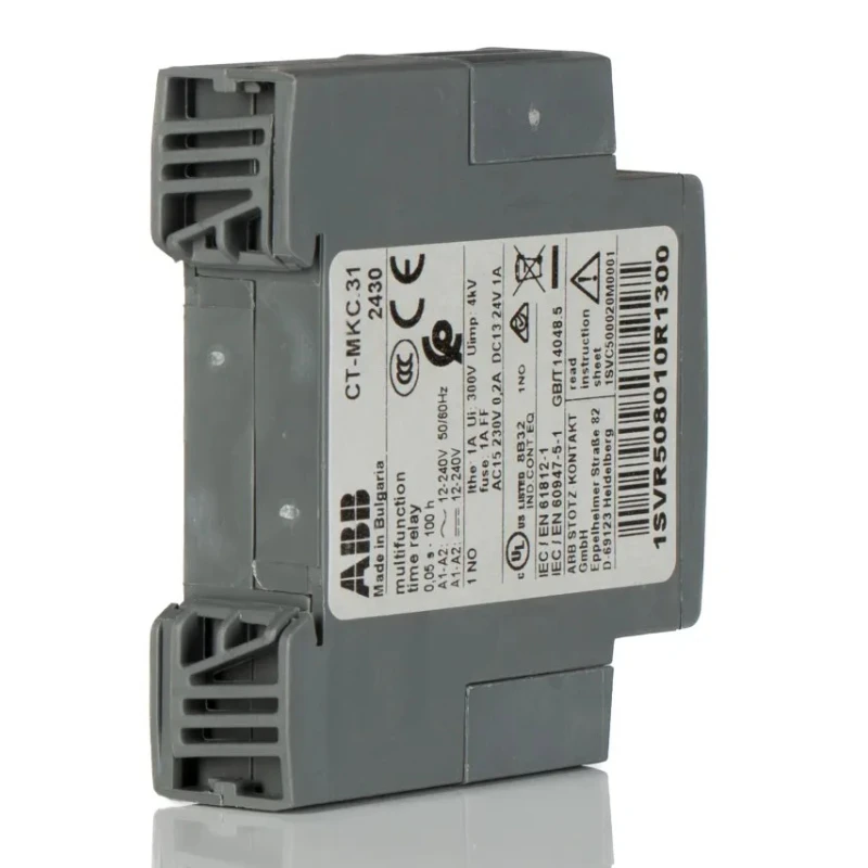 ABB CT-C Series DIN Rail Snap-On Multifunction Timer Relay 1A 24 to 240 V AC 0.1 to 10 s 1SVR508010R1300