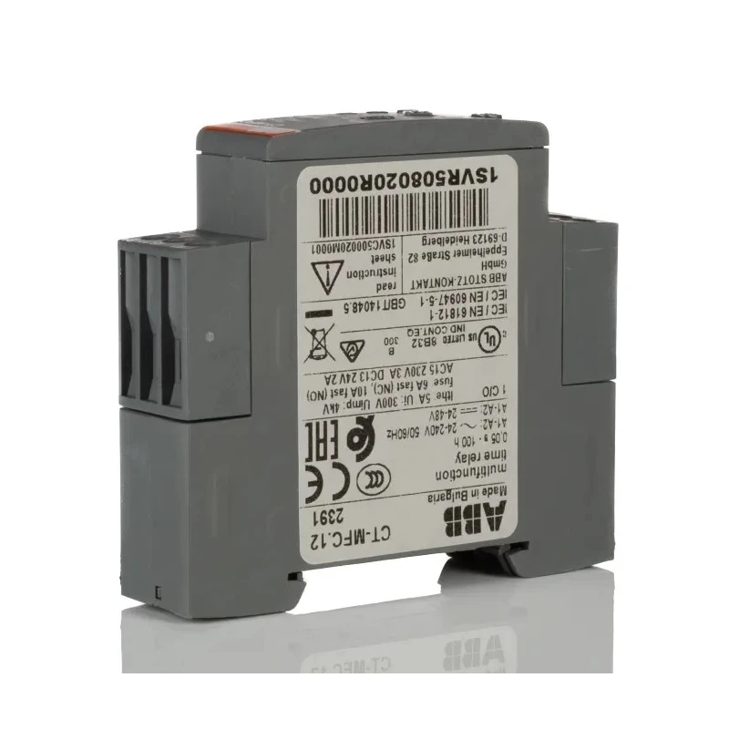 ABB CT-C Series DIN Rail Snap-On Timer Relay 1-Contact 24 to 240 V AC/DC, 0.05 s to 100 h 1SVR508020R0000 CT-MFC.12
