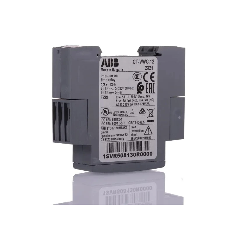 ABB CT-C Series DIN Rail Snap-On Timer Relay 24 to 48 V DC, 24 V AC, 240 V AC, 0.05 s to 100 h, 1-Function 1SVR508130R0000