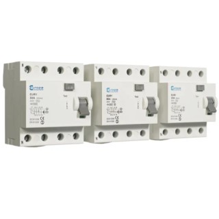 Europa Residual Current Circuit Breaker 80A 4-Pole 300mA Type A 10kA, DIN Rail Mount EUR1