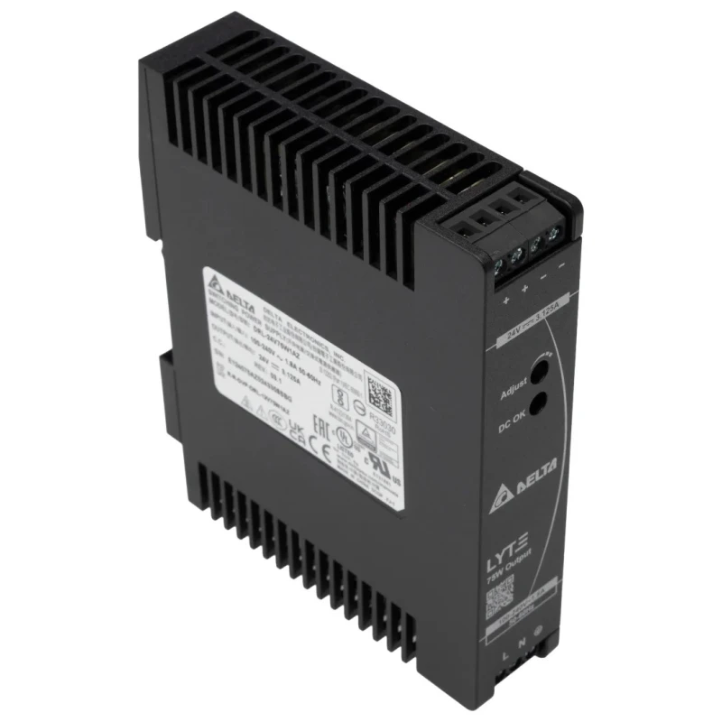 Delta Electronics DRL Switched Mode DIN Rail Power Supply 264V AC Input 24V DC, 3.125A Output, 75W DRL-24V75W1AZ