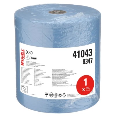 WYPALL X80 Power Clean™ Dry Cleaning Cloth Roll 310 x 315 mm 475 Per Pack 8347012