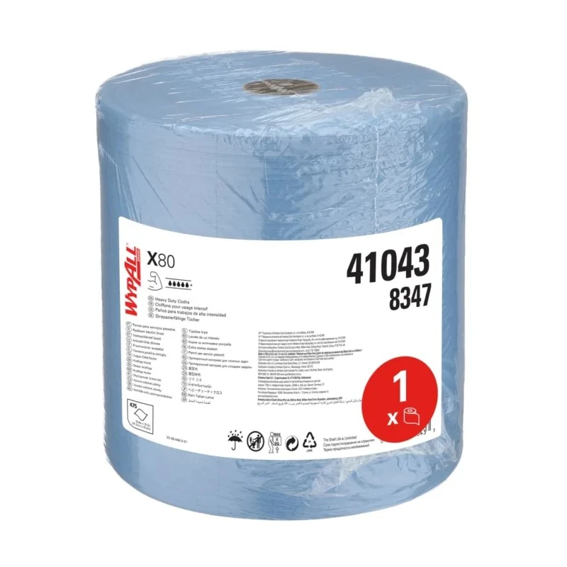 WYPALL X80 Power Clean™ Dry Cleaning Cloth Roll 310 x 315 mm 475 Per Pack 8347012