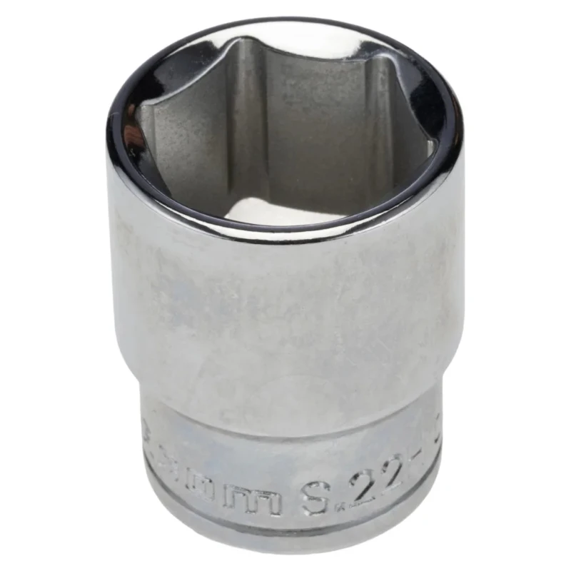 Facom 1/2 in Drive 22 mm 6 Point Square Chrome Vanadium Steel Socket, 38mm Overall Length S.22H