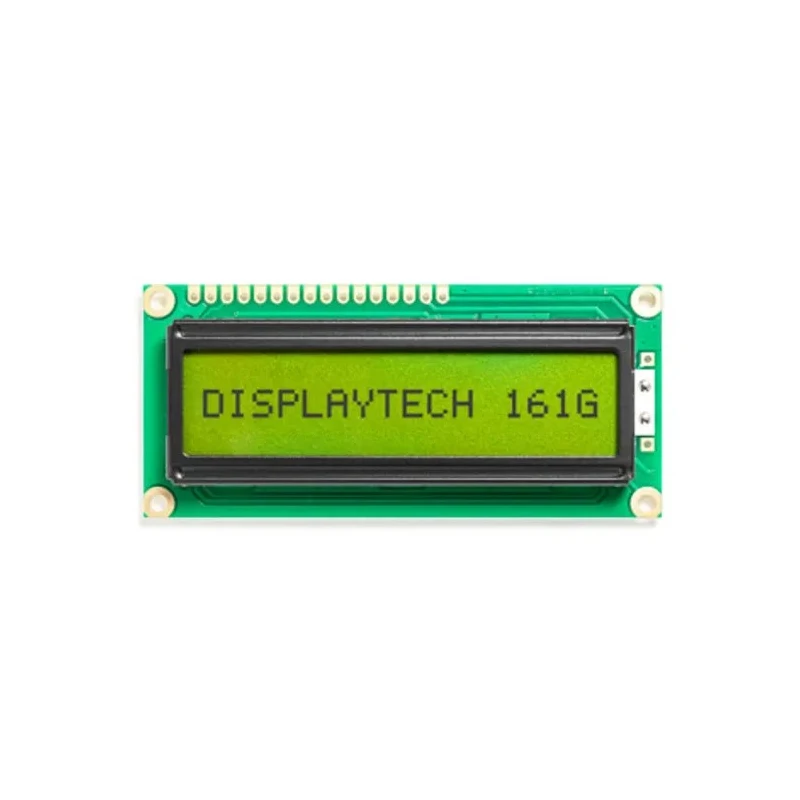 Displaytech Alphanumeric LED LCD Monochrome Display 1 Row By 16 Characters Green Yellow 8-Bit Interface 161G BC BW