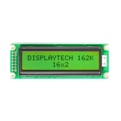 Displaytech 162K Alphanumeric LED LCD Monochrome Display, Yellow Green Illumination, 2 x 16 Characters, 85 x 30 x 162K BC BW