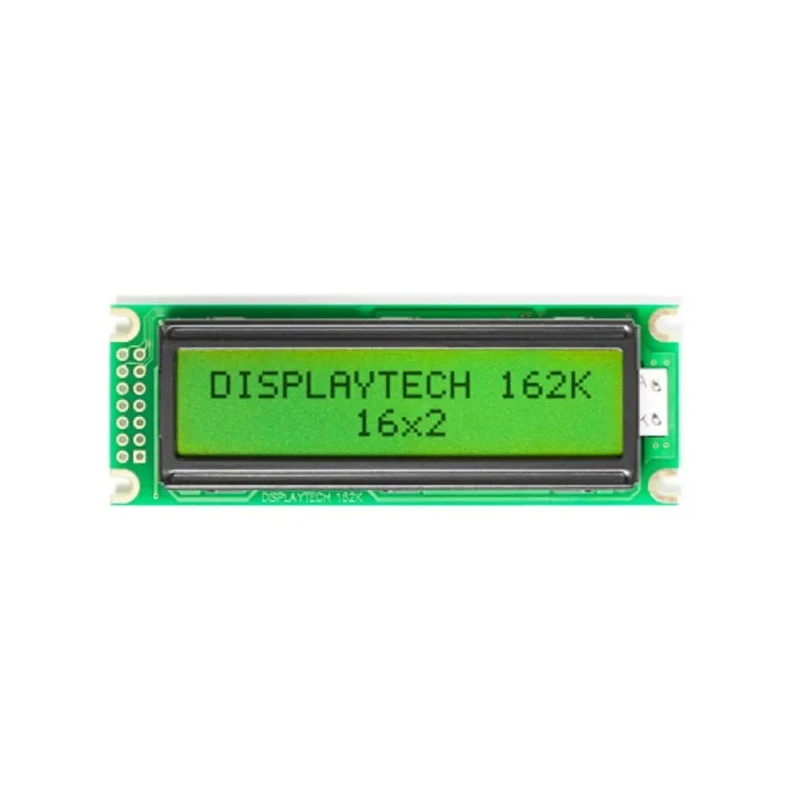 Displaytech 162K Alphanumeric LED LCD Monochrome Display, Yellow Green Illumination, 2 x 16 Characters, 85 x 30 x 162K BC BW