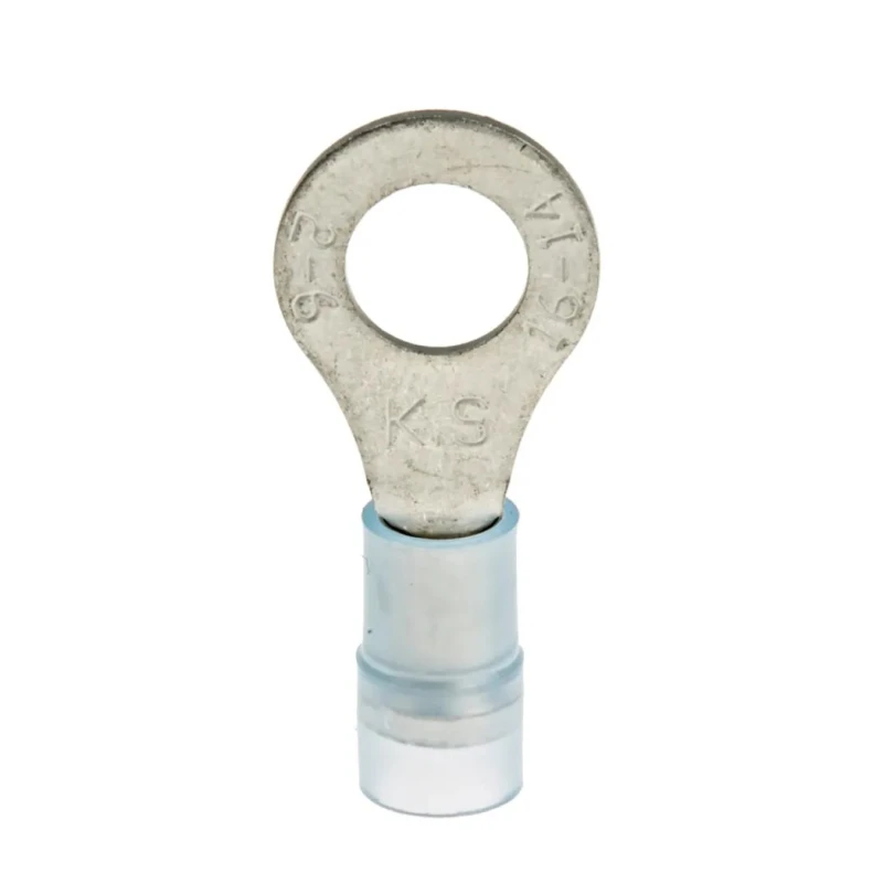 RS PRO Insulated Ring Terminal, M6 Stud, Nylon Insulation, Blue, 14 AWG Wire Size, Copper Tin-Plated 267-3739