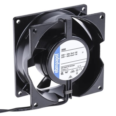 ebm-papst 3000 Series AC Sleeve Bearing Axial Fan 230V AC 12W 75 m³/h 92 mm 3650