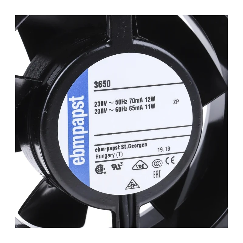 ebm-papst 3000 Series AC Sleeve Bearing Axial Fan 230V AC 12W 75 m³/h 92 mm 3650