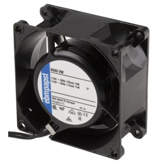 ebm-papst 8000 V Series AC Sleeve Bearing Axial Fan 115V AC, 12W, 50 m³/h, IP65, 80 mm x 80 mm x 38 mm 