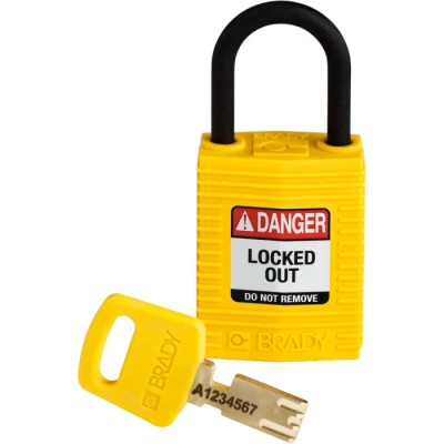 Brady Yellow Plastic Nylon Safety Padlock Shackle Diameter 4.72 mm Model 150181