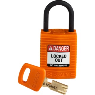 Brady Orange Padlock Nylon Plastic with 4.72 mm Shackle Diameter Model 150185