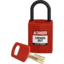 Brady Red Nylon Plastic Padlock, 4.72 mm Shackle Diameter, 25.40 mm Shackle Length 150180