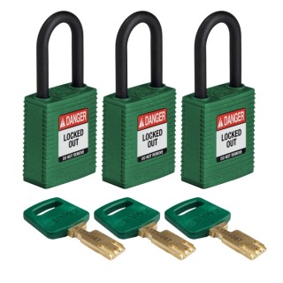 Brady Green Nylon Plastic Safety Padlock with 6.35 mm Shackle Diameter Model 150223