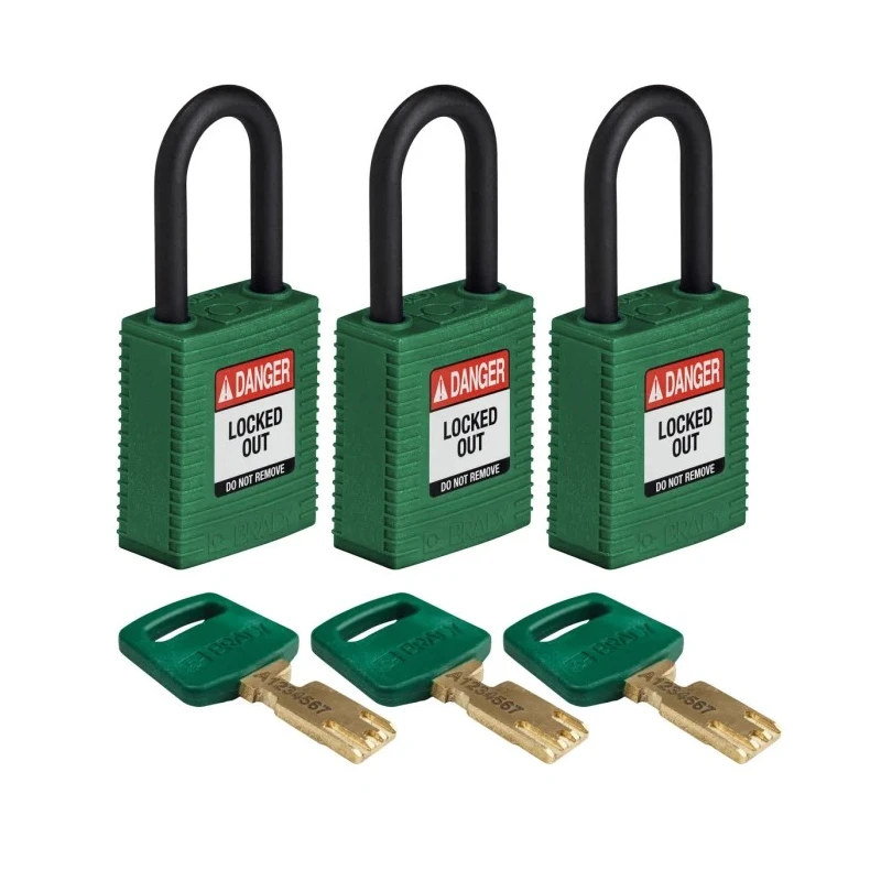 Brady Green Nylon Plastic Safety Padlock with 6.35 mm Shackle Diameter Model 150223
