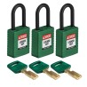 Brady Green Nylon Plastic Safety Padlock with 6.35 mm Shackle Diameter Model 150223