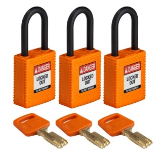 Brady Orange Safety Padlock Plastic Nylon Shackle Diameter 6.35 mm 150222