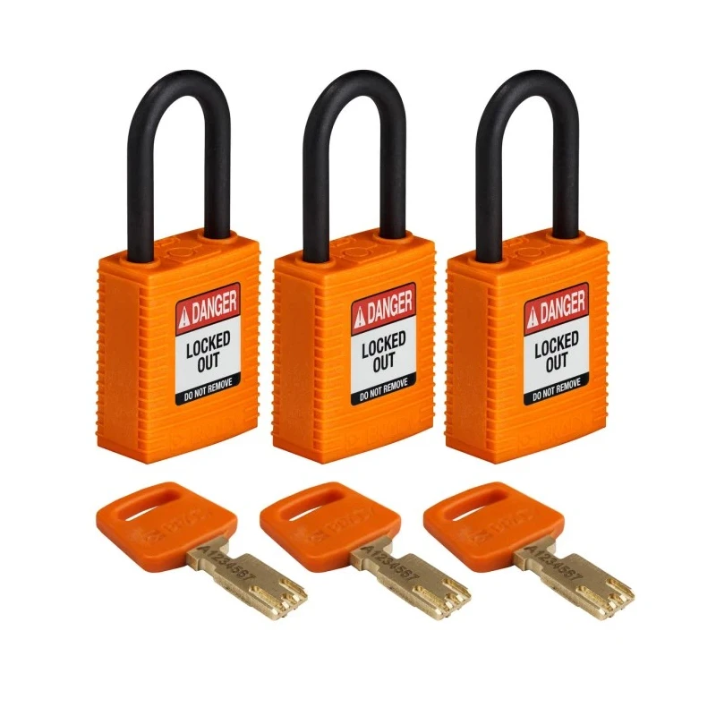 Brady Orange Safety Padlock Plastic Nylon Shackle Diameter 6.35 mm 150222