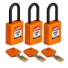Brady Orange Safety Padlock Plastic Nylon Shackle Diameter 6.35 mm 150222