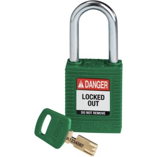 Brady Green Padlock Steel Nylon Shackle Diameter 6.35 mm 38.1 mm Shackle Length 150368