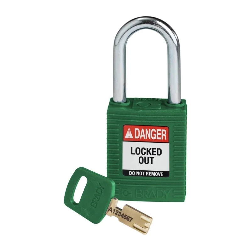 Brady Green Padlock Steel Nylon Shackle Diameter 6.35 mm 38.1 mm Shackle Length 150368