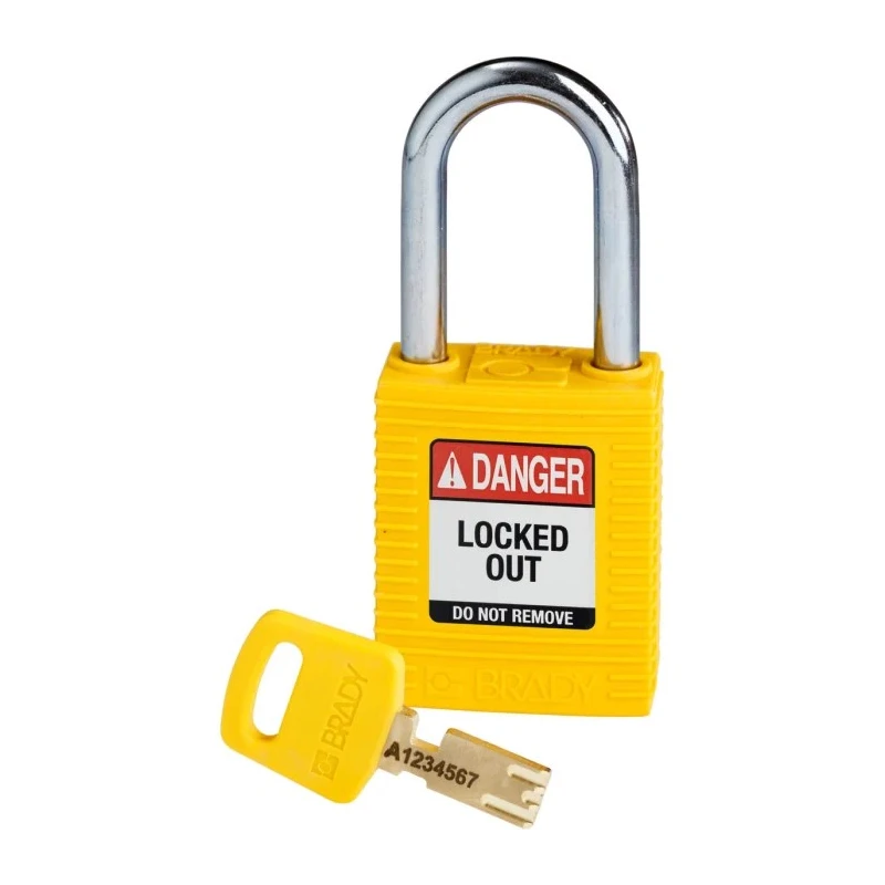 Brady Yellow Padlock Steel, Nylon, Shackle Diameter 6.35 mm Model 150343
