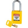 Brady Yellow Padlock Steel, Nylon, Shackle Diameter 6.35 mm Model 150343