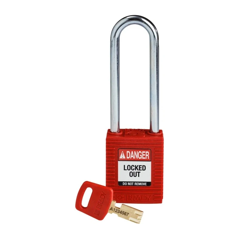 Brady Red Steel Nylon Safety Padlock Shackle Diameter 6.35 mm Shackle Length 76.2 mm 150357