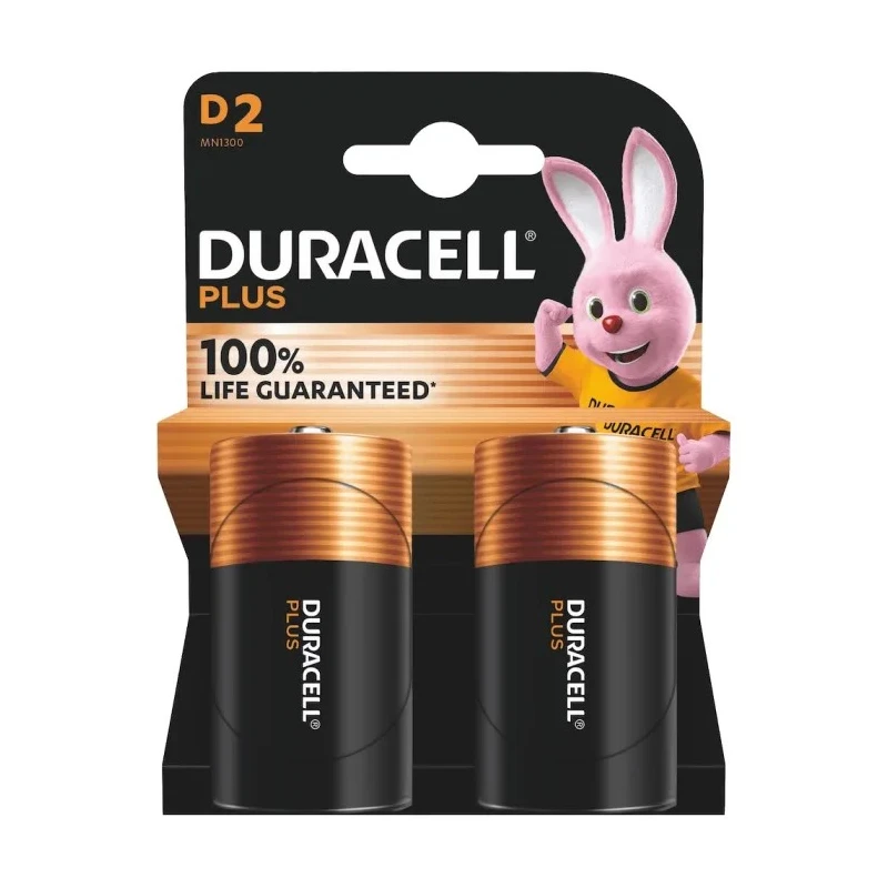 Duracell Plus Power Alkaline D Battery 1.5 V 145g 61.5mm Height 34.20mm Diameter 5000394141988