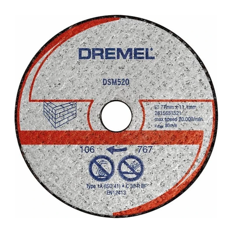 Dremel Reinforced Abrasive Cutting Disc, 77 mm Diameter x 5 mm Thickness DSM520